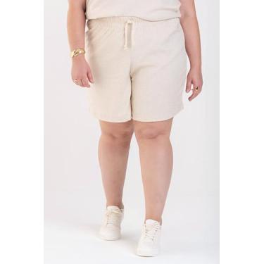 Imagem de Bermuda Feminina Plus Size De Linho Cós Com Elástico Largo - Serena, G