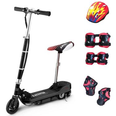 Imagem de Patinete Elétrico 120W Dobrável com Assento e Kit de Proteção Motorizado 24V Preto Importway Bwpeak