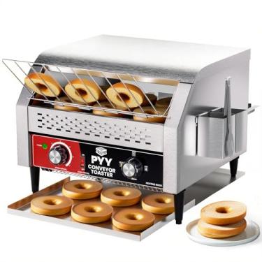 Imagem de PYY Torradeira Transportadora Comercial - Forno Elétrico Industrial De Correia Para Torradeiras De Aço Inoxidável Para Serviços Pesados Tostadora Transportadora Para Pão, Bagel, Pão, Waffle, Restau