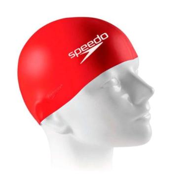 Imagem de Touca de natação lisa Speedo Flat Swim Cap Treinamento, Vermelho