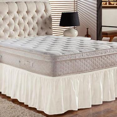 Imagem de Saia Box Cama Casal e Queen com 1 Elástico Ajustável Babado 1 Peça - A