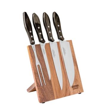 Imagem de Jogo Churrasco Inox 5 peças Polywood Castanho Tramontina