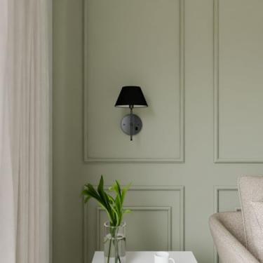 Imagem de Arandela De Parede Colonial Em Aluminio Com Interruptor Cupula Tecido Algodao Soquete E27 Bivolt (Chumbo Cup Preto)