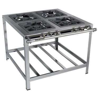 Imagem de Fogão Industrial Stori Premium 4 Bocas 40x40 M14 Aço Inox 430 Metalmaq Fogão Baixa Pressão