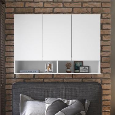 Imagem de Armário Aéreo Suspenso Multiuso Milão - 3 Portas Com Nicho Em Mdp - Ej Móveis