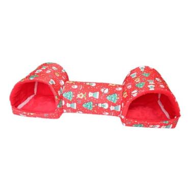 Imagem de Whtkoph Cama de Túnel para Hamster, Habitat de Tubo, Brinquedo de Brincar Espaçoso, Esconderijo, Porquinhos-da-índia, Brinquedo de Túnel para Coelhos a, Boneco de Neve Vermelho