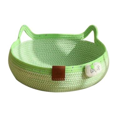 Imagem de FJMQHU Cama para Gatos com Corda Trançada, Cesto de Dormir, Tapete Arranhador para Gatos, Sofá com Bola de Corda para Brincadeiras Internas, M