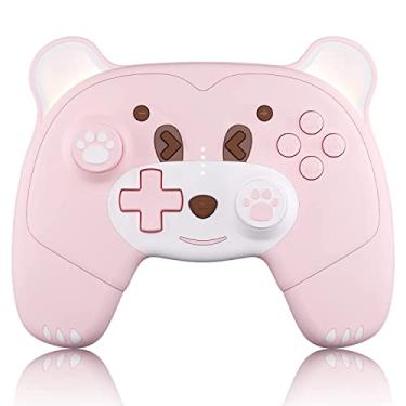 Imagem de Mytrix Pink Wireless Controller Compatible with Nintendo Switch/Switch Lite, Cute Pro Controller with Macro, Wake-Up, Turbo, Motion, Vibration, Ergonomic Breathing Light, Gift for Gamer Girls Boys