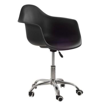 Imagem de Cadeira Com Rodízios Eames Office Com Apoio De Braços Preto