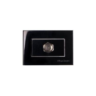 Imagem de Placa para Móveis 65x45 com Tomada Antena de TV MarGirius Sleek para Cabo Coaxial Preto Ebony