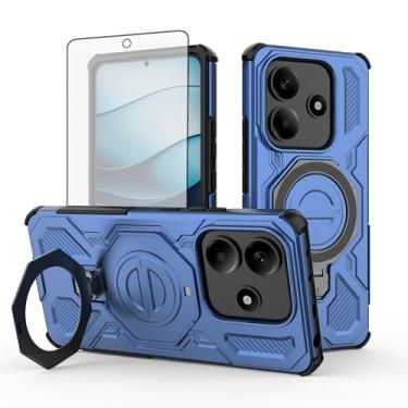 Imagem de Asuwish Capa de celular para Xiaomi Redmi Note 14 5G com película protetora de tela de vidro temperado e suporte magnético com suporte de suporte protetor rígido híbrido acessórios para celular Note14