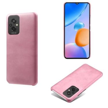 Imagem de Capa para Xiaomi Redmi 11 Prime 4G,Proteção contra quedas,Casca de volta de cor sólida simples,Design de couro de imitação de plástico-Pink