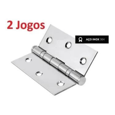 Imagem de 2 Jogos Dobradiça Inox Rolamento 3,5 X 3 Cr - 06 Pc Total