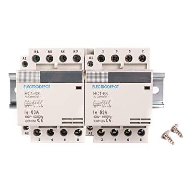 Imagem de Electrodepot 40 Amp 8 polos (4 polos x 2) Normalmente aberto, bobina 110/120VAC (operação silenciosa), carga do motor 40A e carga de iluminação 63A conjunto de contator com trilho DIN, 35 x 150 mm e