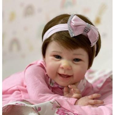 Imagem de Bebê Reborn Maize Menina Vinil Silicone, Toma Banho e Enxoval Completo