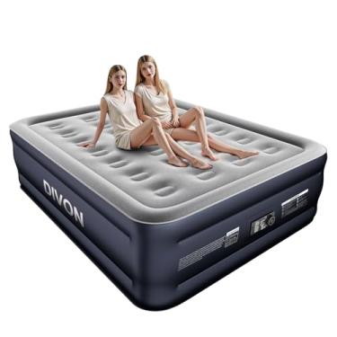 Imagem de DIVON Colchão de ar completo com bomba embutida elevada, colchão autoinflável de 2 minutos, colchão inflável de 45 cm para adultos, cama de ar portátil de 299 kg para hóspedes, acampamento, viagem e