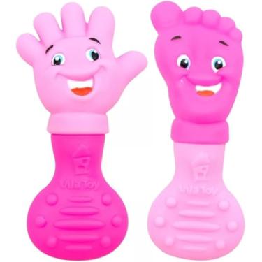 Imagem de Mordedor Macio p/Bebê Massageador Gengiva Pezinho Mãozinha (Rosa)