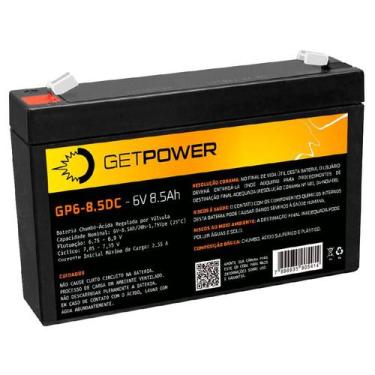 Imagem de Bateria Selada GetPower 6V 8,5Ah AGM  Ciclo Profundo para Moto Elétric