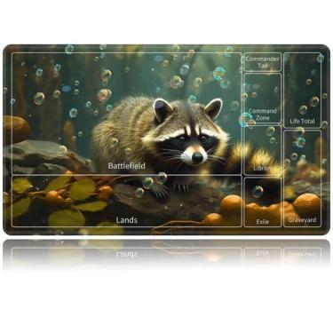 Imagem de Jogo de Cartas Playmat BVDIKMI Magic Forest Raccoon 60x35cm