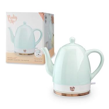Imagem de Pinky Up Chaleira elétrica Noelle com bico de pescoço de ganso de 1,5 L com controle de temperatura – Design sem fio para pote de água fervente, menta, ouro rosa