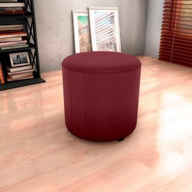 Imagem de Puff Banqueta Redondo Luxo Copenhage Matrix Veludo Vinho