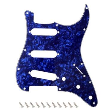 Imagem de Banworks 4 Ply Strat SSS Pickguard Placa de arranhão para guitarra elétrica de 11 furos para para-lama EUA/Mexicano estilo moderno Stratocaster ST JT/HB-01 azul pérola