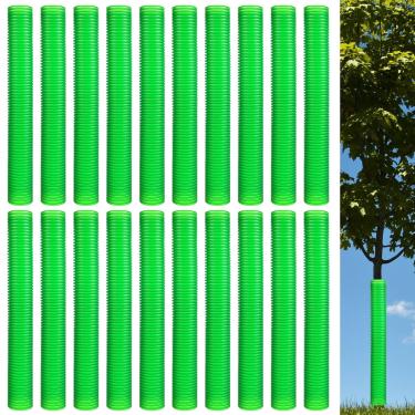 Imagem de Menkxi 20 peças de tubos de proteção de árvore corrugados de plástico para mudas protetores de tronco de árvore para proteger a casca de veados, mudas de roedores, cortadores de grama, animais (15,7 x