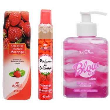 Imagem de Kit Blow Gril + Perfume de Calçinha + Sabonete Íntimo Morango - Apinil
