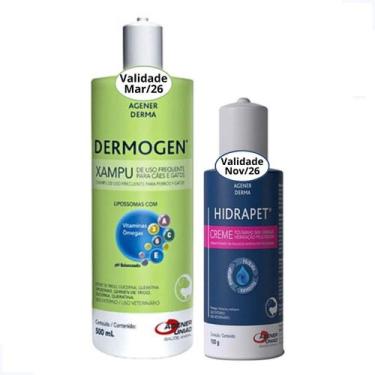Imagem de Kit Shampoo Dermogen 500ml e Hidrapet Creme 100g Agener Cães Gatos