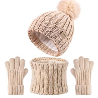 Imagem de Conjunto de luvas de cachecol e gorro de inverno para crianças de 3 a 
