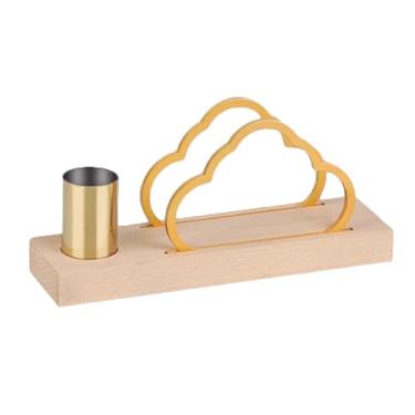 Imagem de Suporte de guardanapo quadrado suporte de toalha de papel vertical premium com madeira maciça de faia de nogueira de aço inoxidável dispensador de guardanapo (madeira, 20 * 5,6 * 9,3 cm)