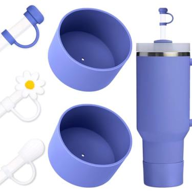 Imagem de DUNLAGUE Conjunto de capa de bota e canudo - 2 peças de bota de silicone, 3 peças de tampa de palha, protetor inferior para Stanley Cup H2.0 850 g e 1,134 g, cor exata combinando com Stanley