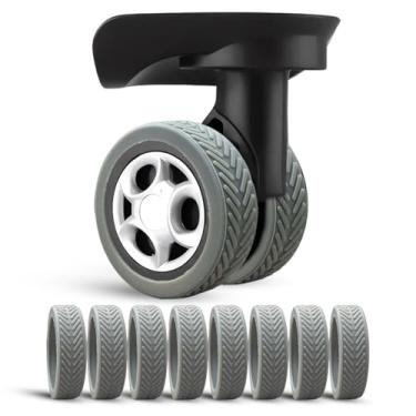 Imagem de Pacote com 8 protetores de roda de mala de silicone – Capas universais de rodas de bagagem de 5,5 mm/2,2 pol. – Acessórios de viagem antidesgaste para absorção de choque, redução de ruído