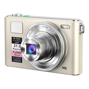 Imagem de MotiveTech Câmera digital compacta de brinquedo, gravadora, câmera com de 5x, vídeo 4K, portátil, versátil e resistente, acessórios para shows e viagens, Ouro Champanhe