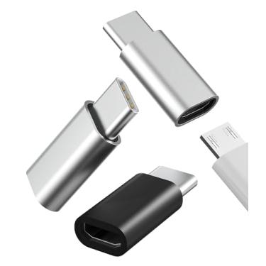 Imagem de Adaptador de carregador micro USB fêmea para USB C macho (pacote com 3) para Apple para iPhone15 Pro Max Plus para iPad Air Mini compatível com Samsung Galaxy S23 Ultra Z Flip cabo Android tipo C