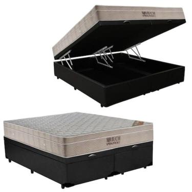 Imagem de Cama Box Baú King + Colchão de Molas Ensacadas - AirTech Spring (193x203x67) - Ortobom 