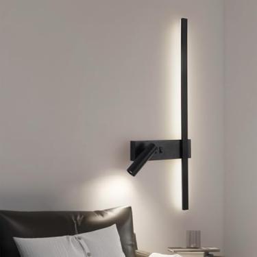 Imagem de GZZBMY Luzes de parede LED com interruptor, lâmpadas de parede internas com holofote giratório ajustável de 350° Lâmpada de leitura de cabeceira Arandelas de parede de alumínio modernas para quarto