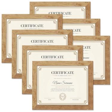 Imagem de PETAFLOP Conjunto de 7 porta-retratos de 21 x 27, placa de documentos, certificado amarelo palha, exibição na parede