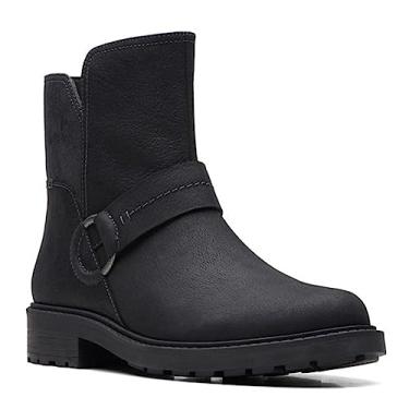Imagem de Clarks Botas femininas de cano curto opala rosa, Couro preto, 35
