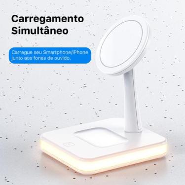 Imagem de Carregador Dock Station Wireless 3 em 1 Para iPhone Airpods Smartphone