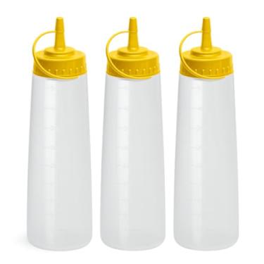 Imagem de Kit Bisnaga Flexível 500ml Prática E Resistente Ketchup Maionese Mostarda Restaurante (3, Amarelo)