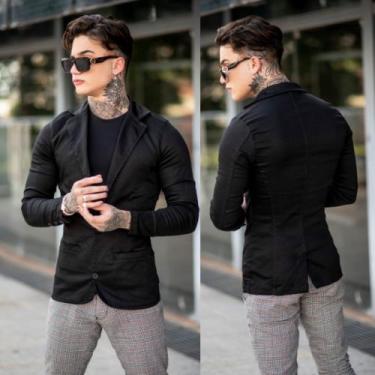 Imagem de blazer Executivo Slim Corte Italiano De Luxo - Debatt Jeans, Preto, G 