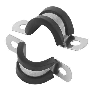 Imagem de Pacote com 50 braçadeiras de cabo de 1/2 polegada, braçadeira de cabo isolada acolchoada revestida de borracha de aço inoxidável de 14 mm, clipes de alça de suporte de fio de conduíte preto para