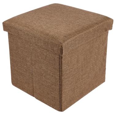 Imagem de Caixa dobrável de caixa de brinquedo em cubo, apoio para os pés, banco de descanso para os pés, banco de descanso de linho, banco de algodão, banco de armazenamento, à prova respirável, banco de