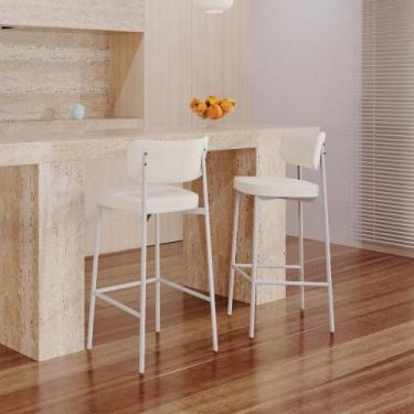 Imagem de Banqueta Alta Alloa com Estrutura Branca - Metalig
