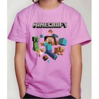 Imagem de Camiseta Camisa Infantil Juvenil Menino Menina Gamer Blocos Mine Roupa