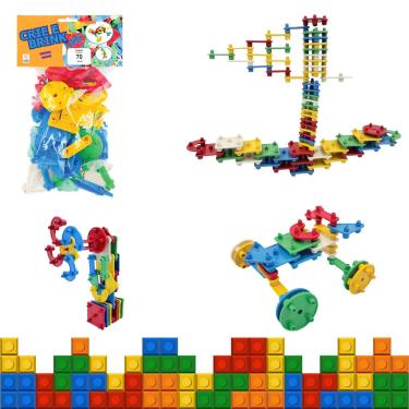 Imagem de Brinquedo Jogo de Montar Crie e Brink Ligs Educativo 70 Peças