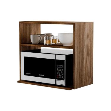 Imagem de Suporte Nicho Suspenso Micro-ondas Parede Cozinha Freijó