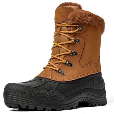 Imagem de Kelway Botas de inverno masculinas para neve impermeáveis com isolamento térmico para uso ao ar livre, Bronze, 44