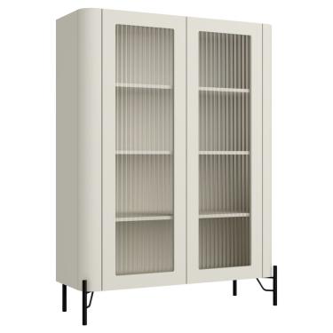 Imagem de Cristaleira Sala De Jantar 2 Portas Vidro Pés Industrial Preto Naim I03 Luna - Lyam Decor